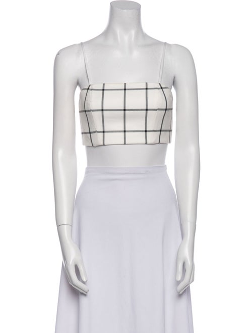 Alice + Olivia Plaid Print Square Neckline Crop Top