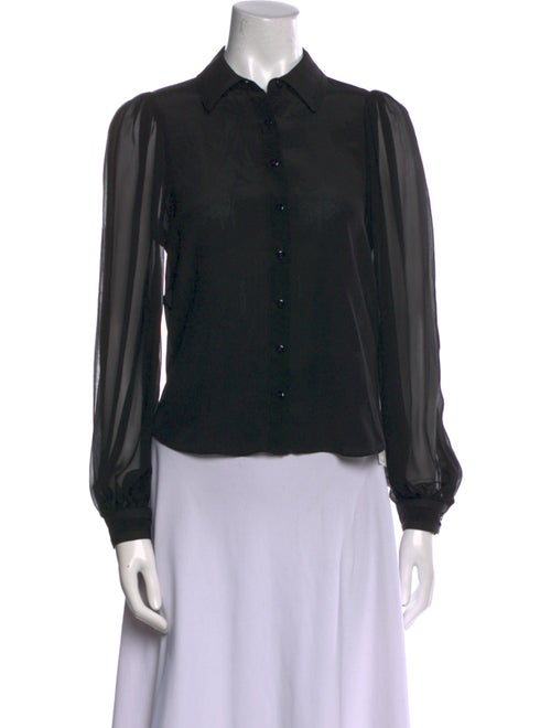 Alice + Olivia Silk Long Sleeve Button-Up Top