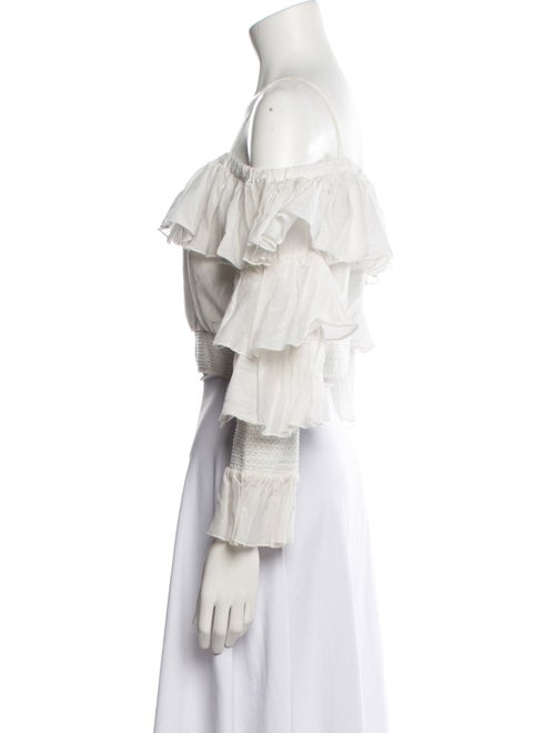 Alice + Olivia Off-The-Shoulder Three-Quarter Sleeve Crop Top