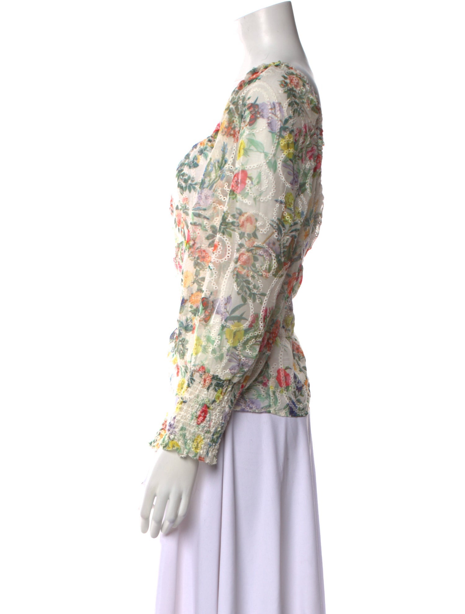 Alice + Olivia Floral Print Square Neckline Blouse