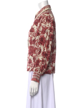 Alice + Olivia Floral Print Long Sleeve Button-Up Top