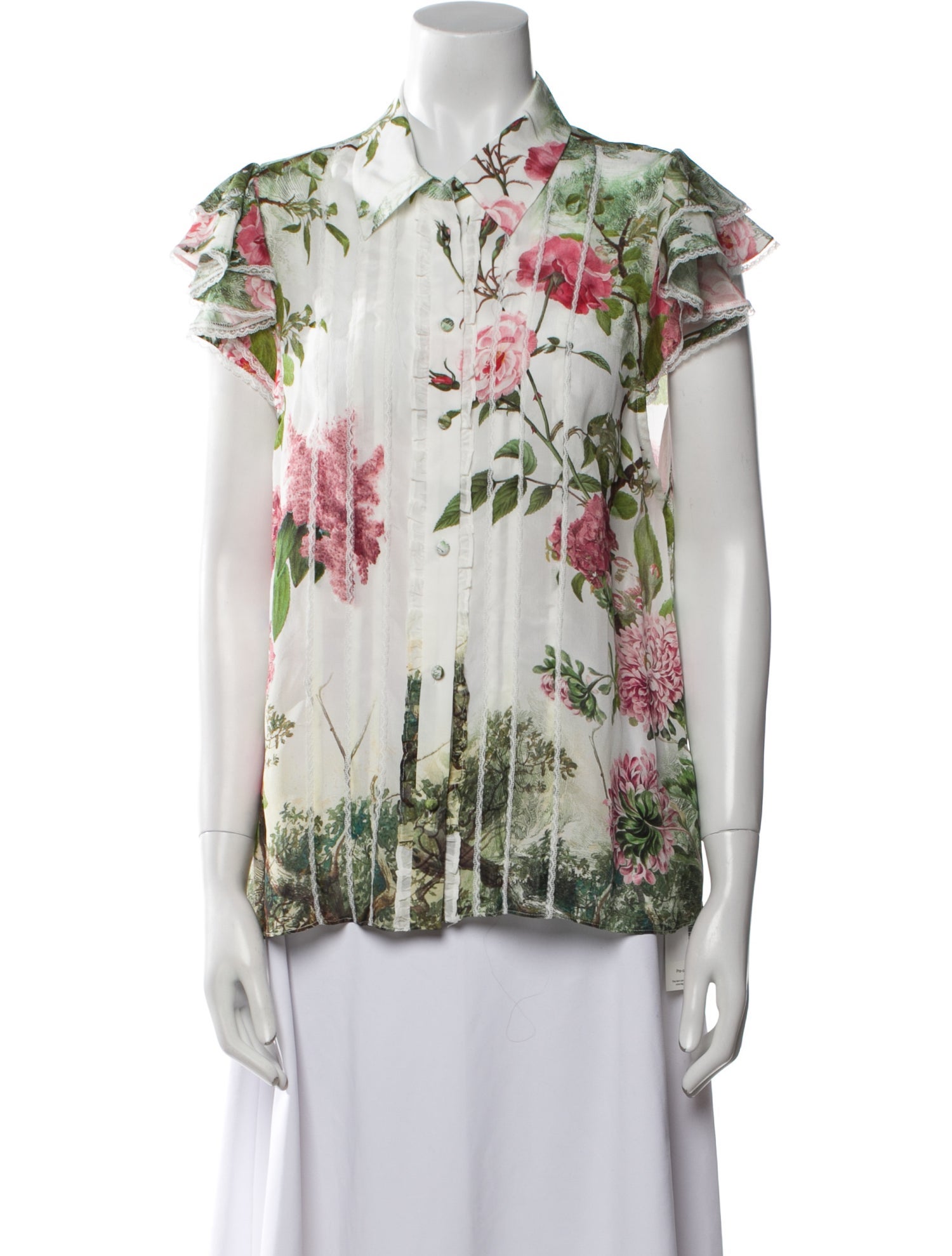 Alice + Olivia Silk Floral Print Button-Up Top w/ Tags
