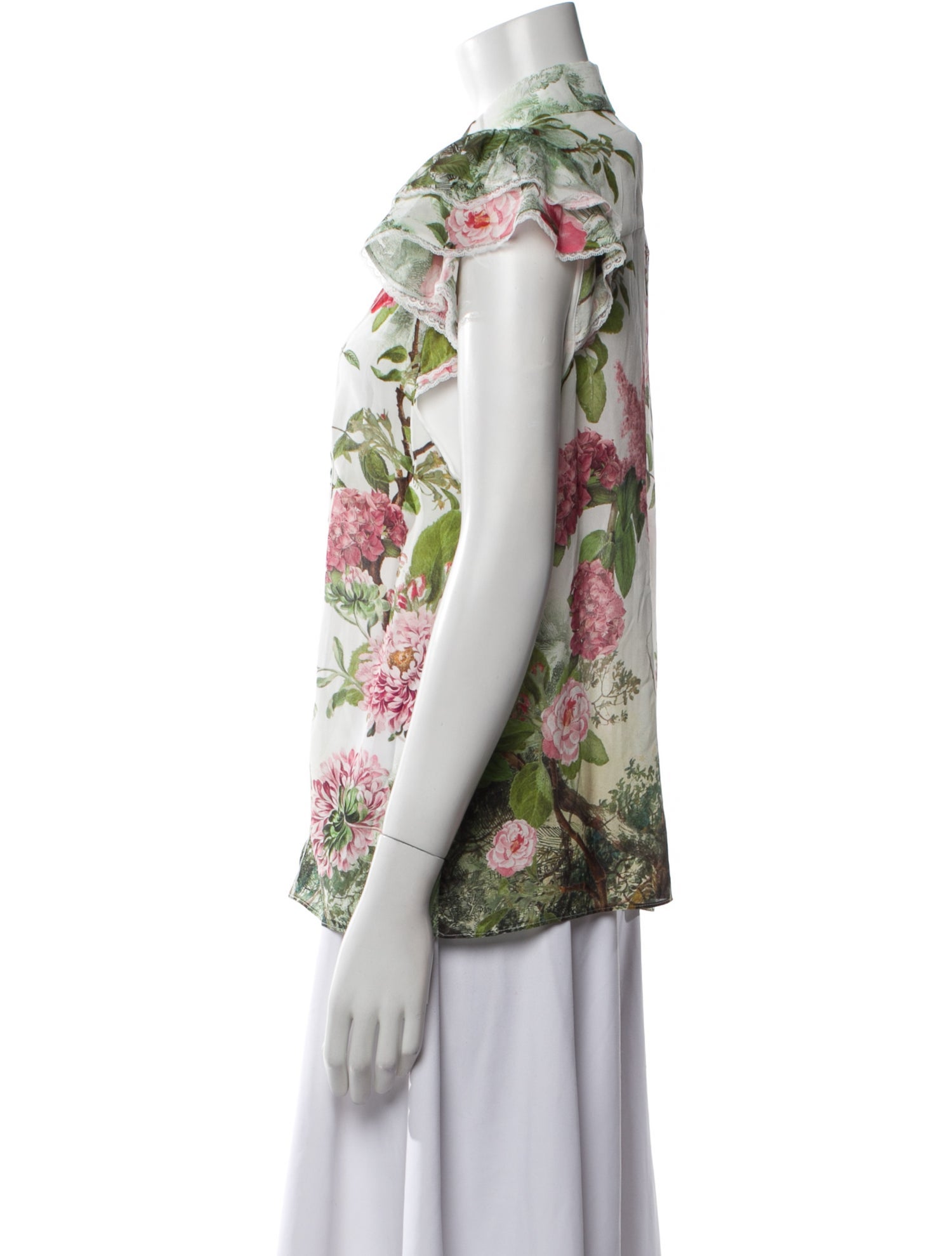 Alice + Olivia Silk Floral Print Button-Up Top w/ Tags