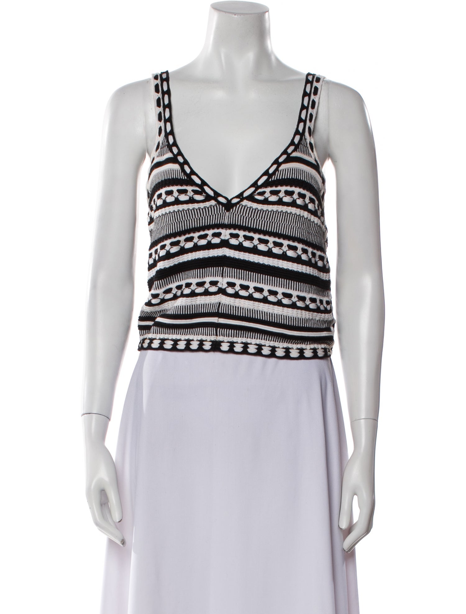 Alice + Olivia Striped V-Neck Crop Top