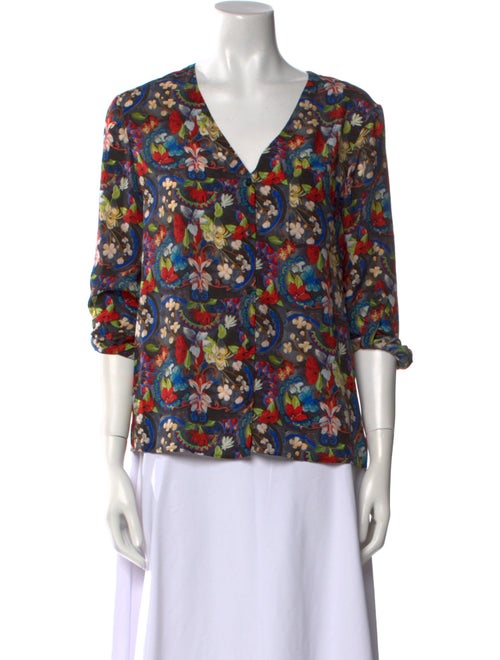 Alice + Olivia Silk Floral Print Blouse