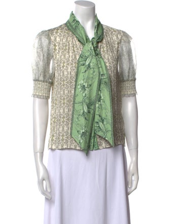 Alice + Olivia Printed Short Sleeve Button-Up Top