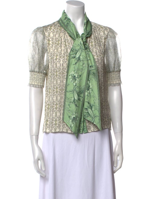 Alice + Olivia Printed Short Sleeve Button-Up Top