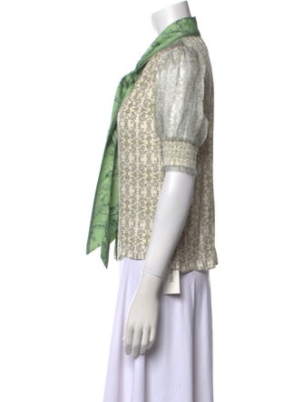 Alice + Olivia Printed Short Sleeve Button-Up Top