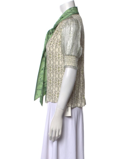 Alice + Olivia Printed Short Sleeve Button-Up Top