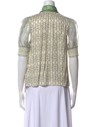 Alice + Olivia Printed Short Sleeve Button-Up Top