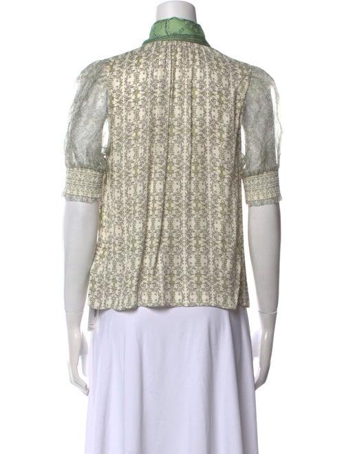 Alice + Olivia Printed Short Sleeve Button-Up Top