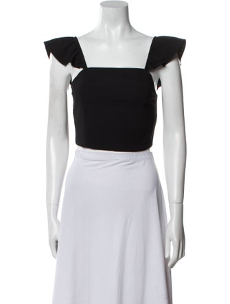 Alice + Olivia Square Neckline Short Sleeve Crop Top