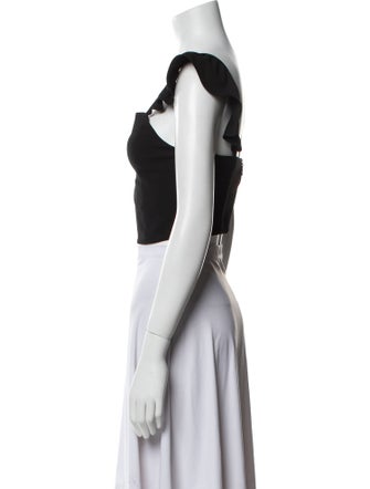 Alice + Olivia Square Neckline Short Sleeve Crop Top