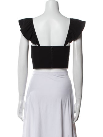 Alice + Olivia Square Neckline Short Sleeve Crop Top