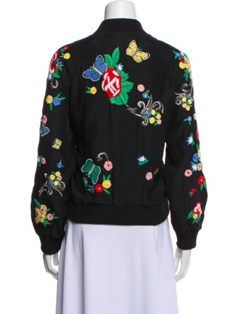Alice + Olivia Silk Floral Print Bomber Jacket