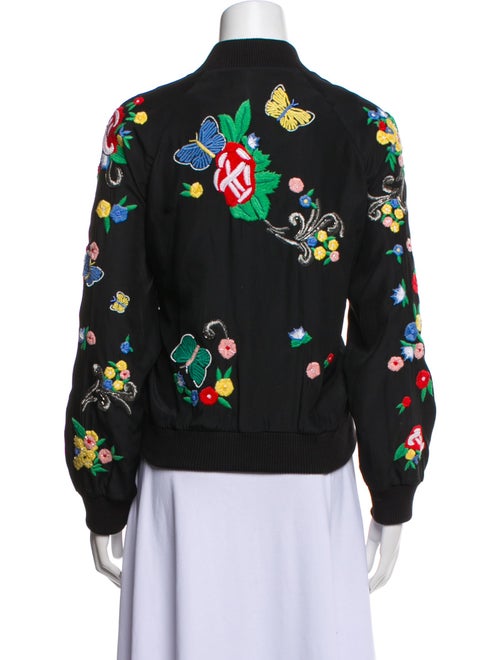 Alice + Olivia Silk Floral Print Bomber Jacket