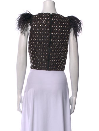 Alice + Olivia Printed Scoop Neck Crop Top