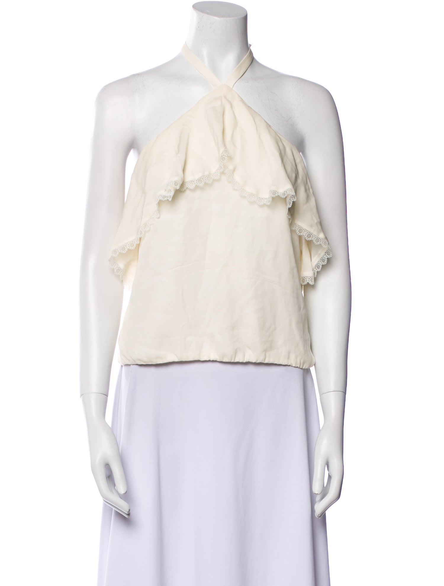 Alice + Olivia Silk Halterneck Crop Top