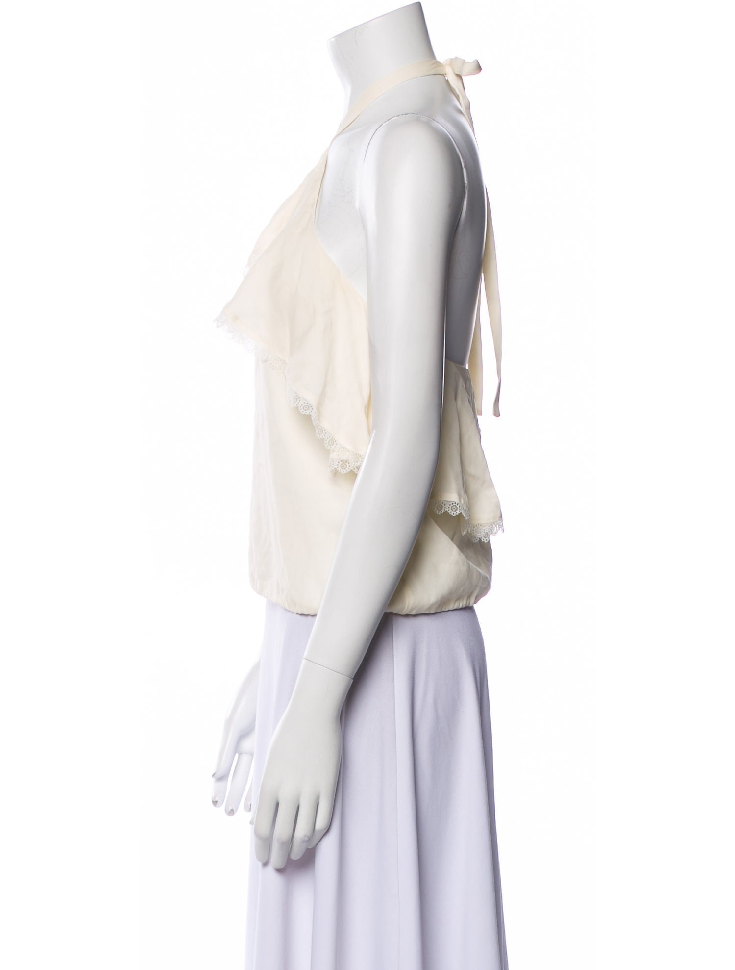 Alice + Olivia Silk Halterneck Crop Top