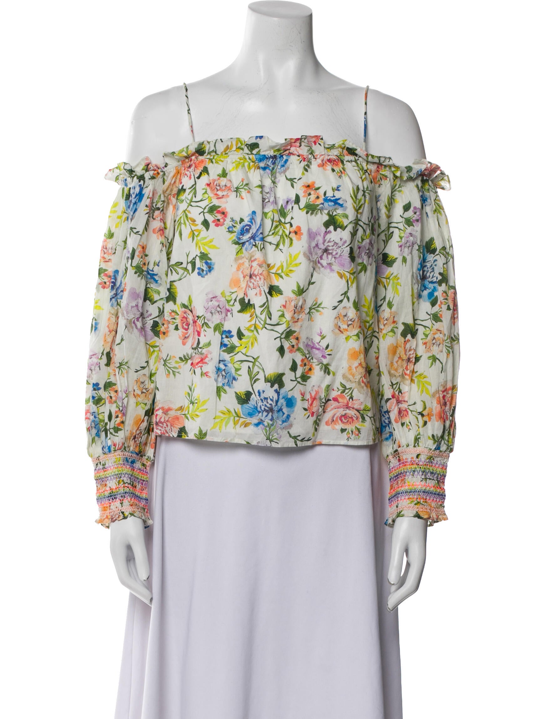 Alice + Olivia Floral Print Off-The-Shoulder Blouse