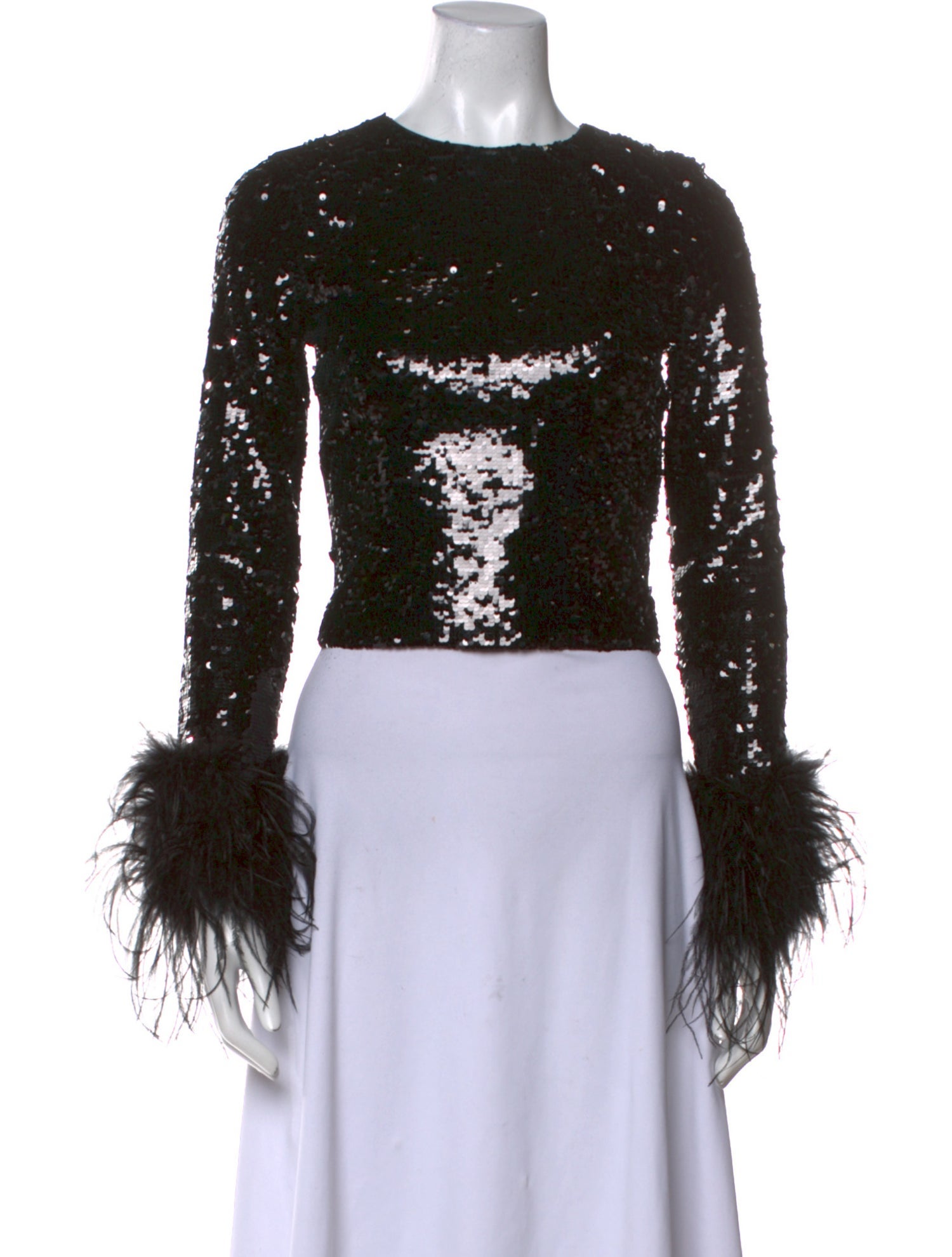 Alice + Olivia Scoop Neck Long Sleeve Crop Top