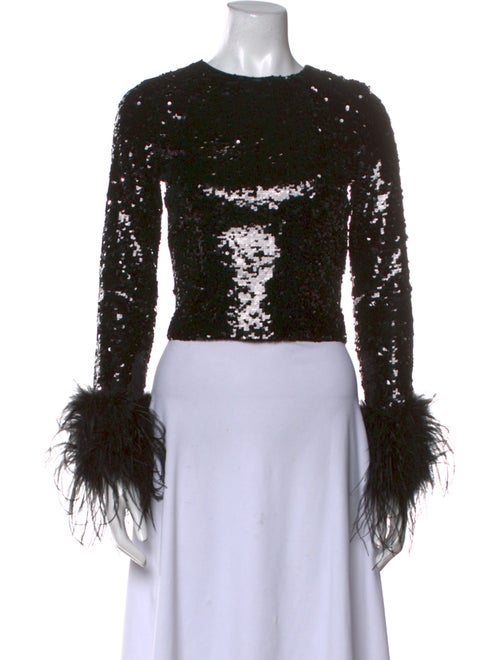 Alice + Olivia Scoop Neck Long Sleeve Crop Top