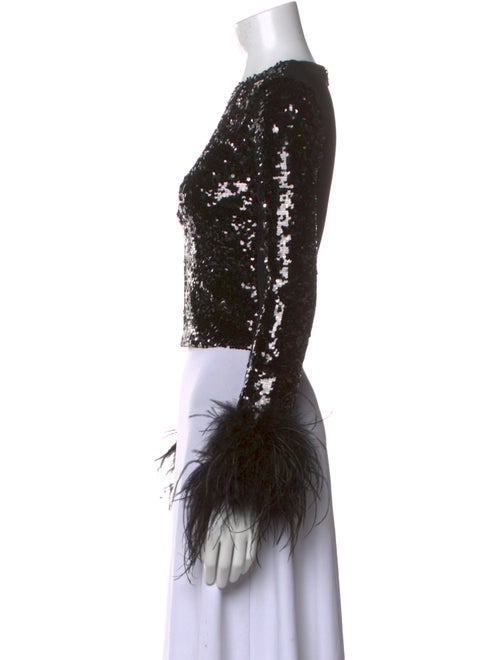 Alice + Olivia Scoop Neck Long Sleeve Crop Top