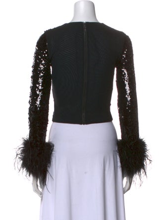 Alice + Olivia Scoop Neck Long Sleeve Crop Top