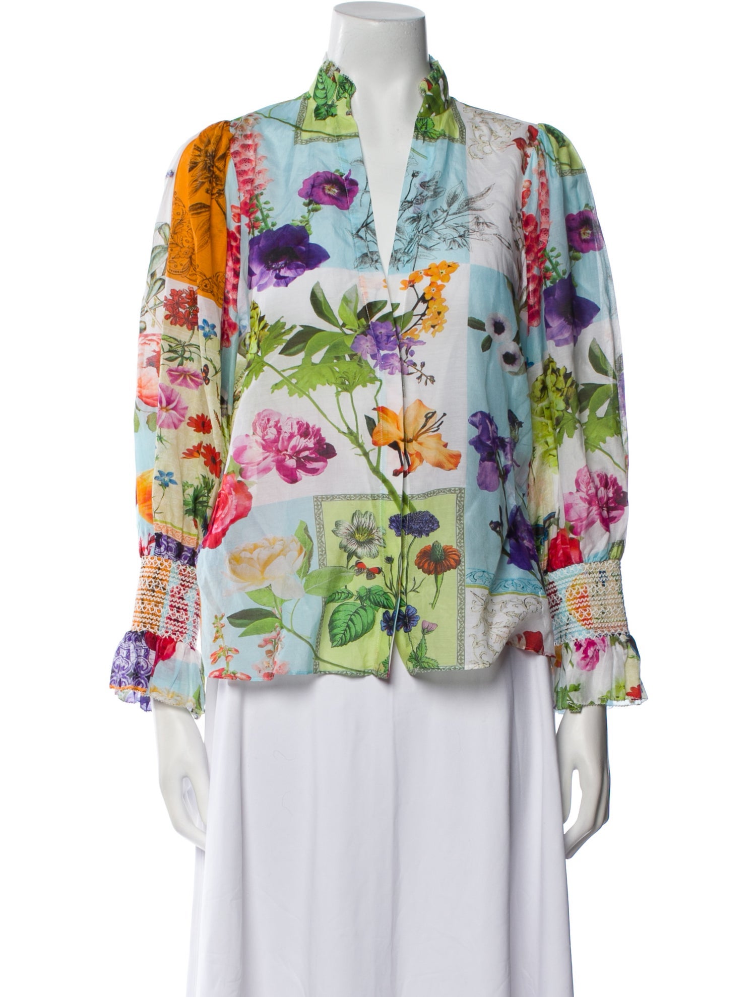 Alice + Olivia Floral Print V-Neck Blouse w/ Tags