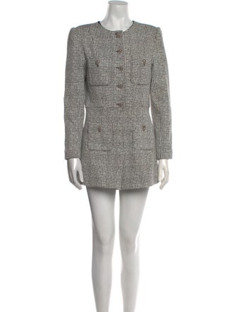 Alice + Olivia Tweed Pattern Crew Neck Romper