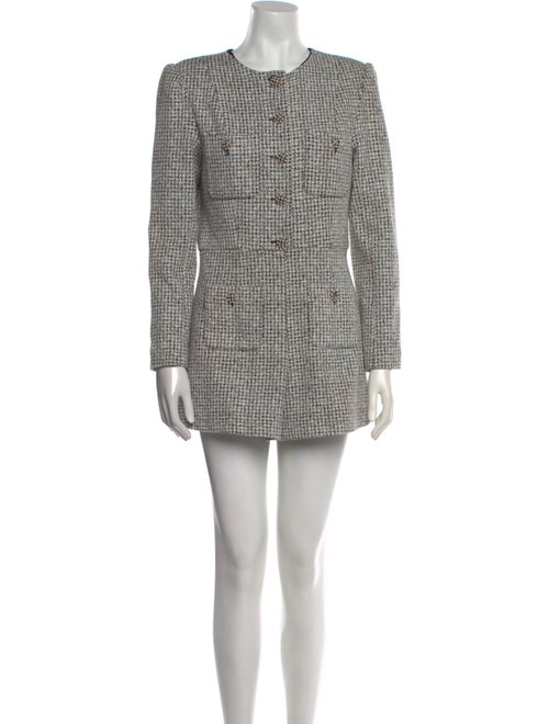 Alice + Olivia Tweed Pattern Crew Neck Romper