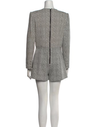 Alice + Olivia Tweed Pattern Crew Neck Romper