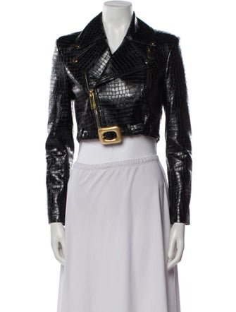 Alice + Olivia Faux Leather Printed Biker Jacket