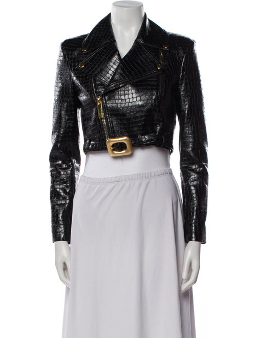 Alice + Olivia Faux Leather Printed Biker Jacket