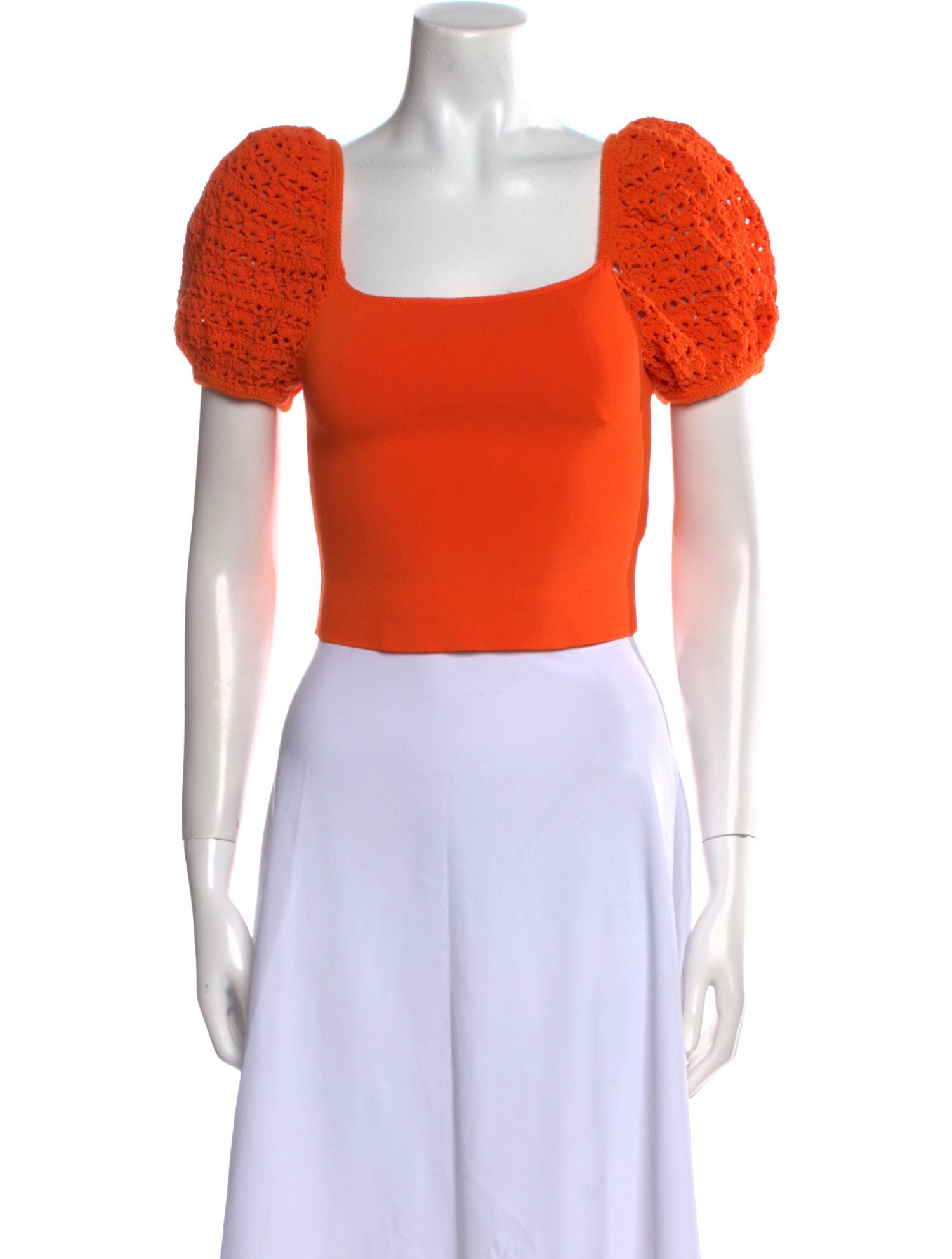Alice + Olivia Square Neckline Short Sleeve Crop Top