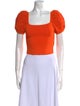 Alice + Olivia Square Neckline Short Sleeve Crop Top