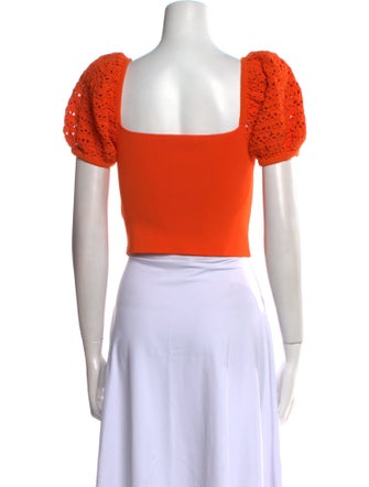 Alice + Olivia Square Neckline Short Sleeve Crop Top