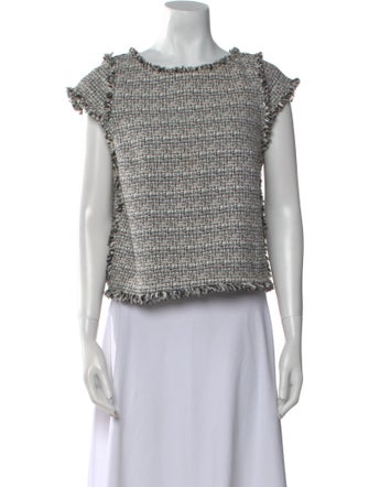 Alice + Olivia Tweed Pattern Scoop Neck Crop Top