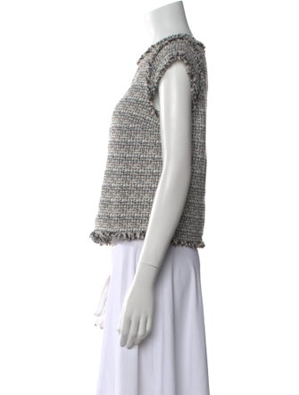 Alice + Olivia Tweed Pattern Scoop Neck Crop Top