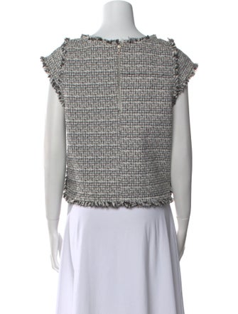Alice + Olivia Tweed Pattern Scoop Neck Crop Top