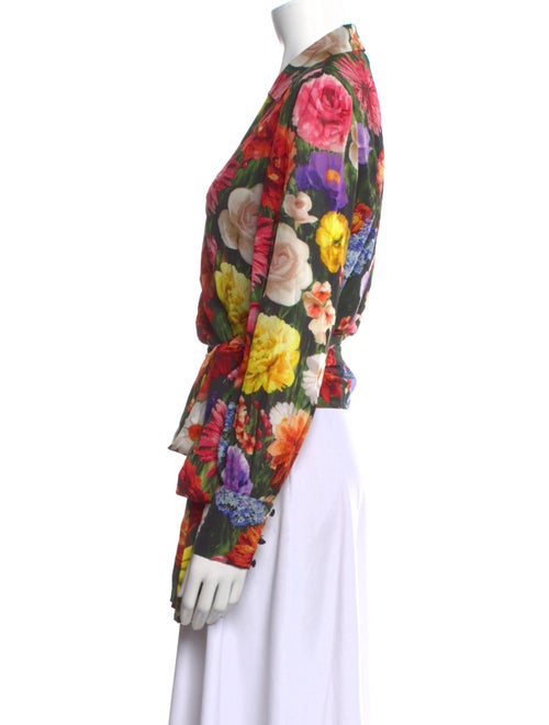 Alice + Olivia Floral Print Long Sleeve Crop Top