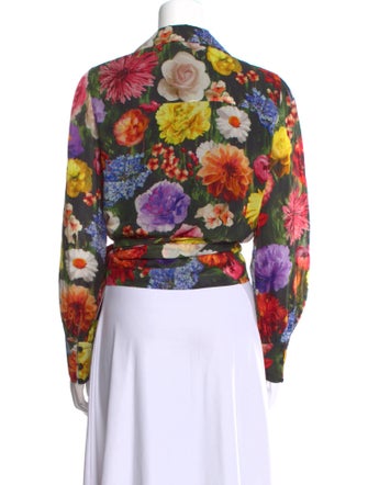 Alice + Olivia Floral Print Long Sleeve Crop Top