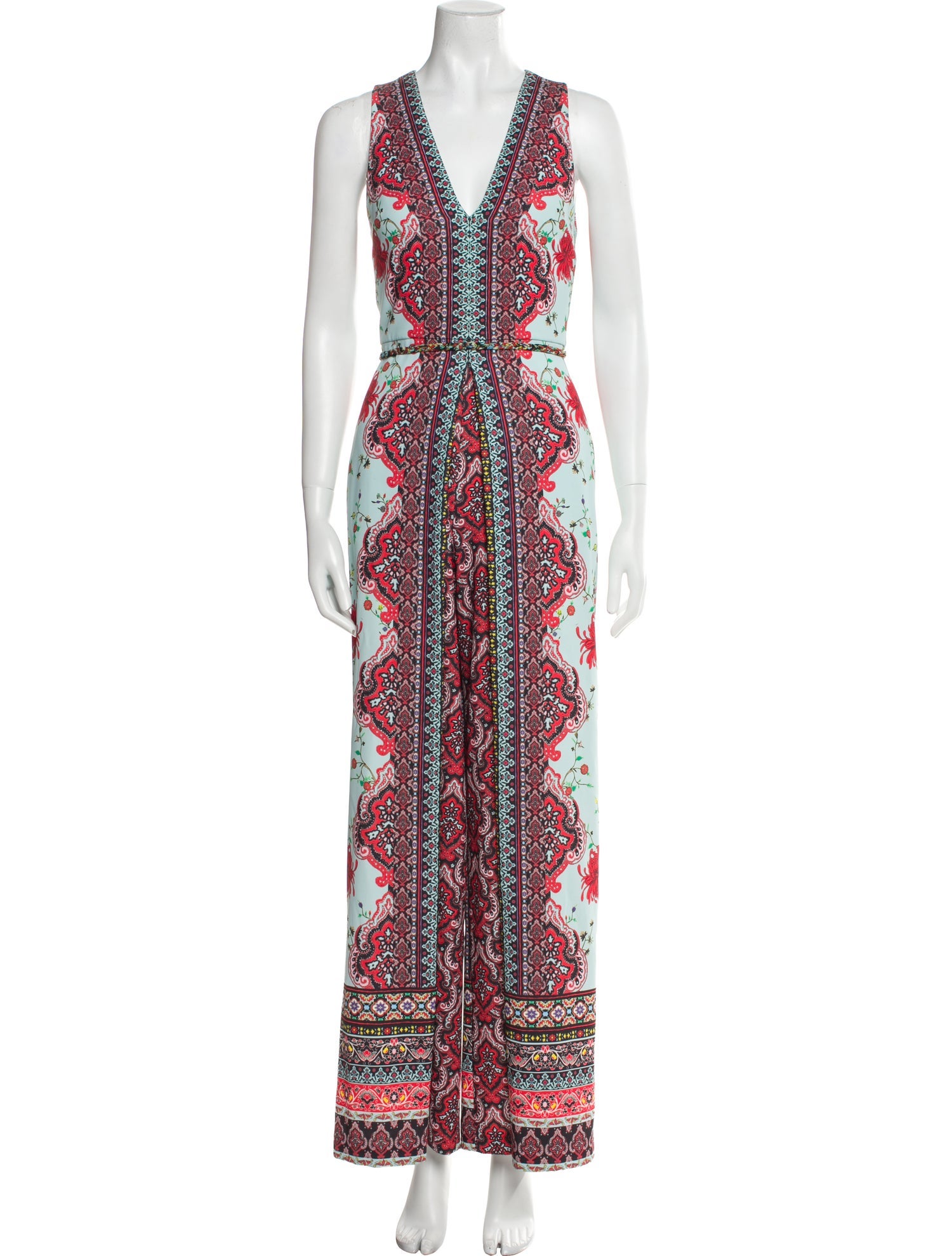 Alice + Olivia Floral Print V-Neck Jumpsuit