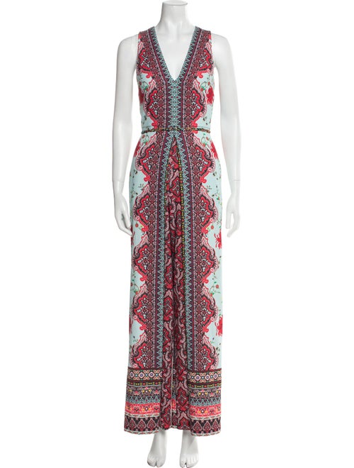 Alice + Olivia Floral Print V-Neck Jumpsuit