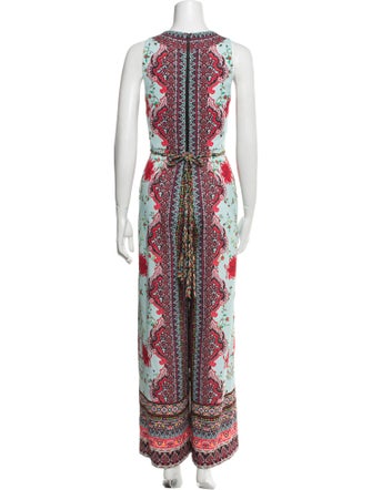 Alice + Olivia Floral Print V-Neck Jumpsuit