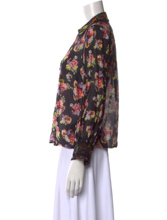 Alice + Olivia Floral Print Three-Quarter Sleeve Blouse