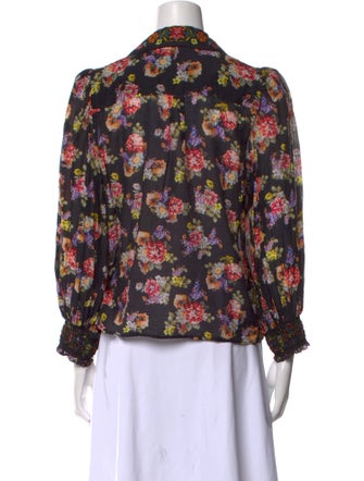 Alice + Olivia Floral Print Three-Quarter Sleeve Blouse