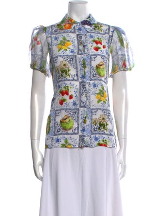 Alice + Olivia Silk Printed Button-Up Top