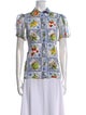 Alice + Olivia Silk Printed Button-Up Top