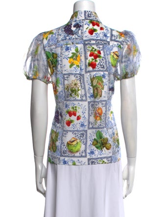 Alice + Olivia Silk Printed Button-Up Top